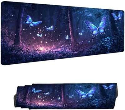 Alfombrilla de Ratón para Juegos, Mariposa Alfombrilla Ratón XXL 900 x 400 MM,Bosque Protector Escritorio Desk Mat, Mouse Pad con Base de Goma Antideslizante, para Oficina Gaming en Casa H-5532