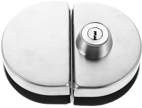 jojofuny Serrure pour Porte Double Verre sans Perçage Acier Inoxydable Verrou de Sécurité Coulissant avec Clé pour Vitrines et Armoires de Bureau