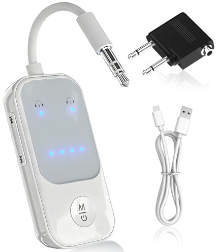 2026 [Upgraded] 2 in 1 Airplane Bluetooth Adapter, BluetoothTransmitter 5.2 Receiver, Dual Connection & Low Latency, aptX Adaptive Wireless Aux Bluetooth Adapter for TV, Airplane, Speaker, Headphone