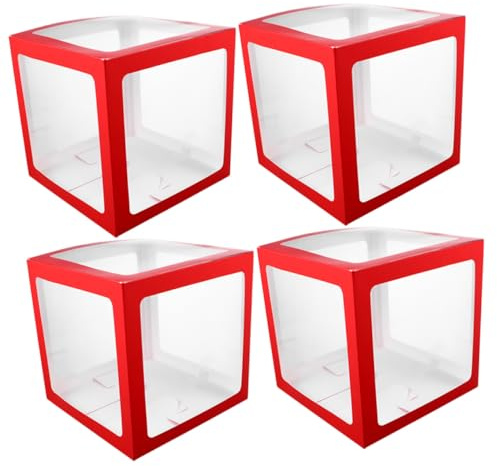 Toyvian 4 Stück Partyballonboxen aus Leichtem Papier 30X30X30cm Transparente Ballonboxen zur Partydekoration und Fotohintergrund für Geburtstagsfeiern Babyparty und Hochzeitsgeschenke