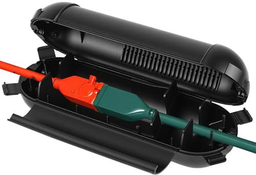 Kabelbox Wasserdichte Kabelbox Schwarz, IP44 Wasserdichte Box Outdoor Safe Box, Sicherheitsbox für LED-Kette Garten Elektrowerkzeug Verlängerungskabel Außen(21 x 7 x 7cm, Schwarz)