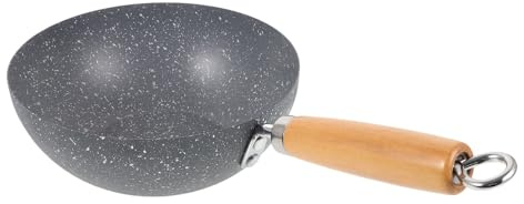 PLAFOPE Padella Wok in Ferro da 20 Cm Effetto Marmo, Wok per Fornello a Gas e Induzione, Padella da Cucina Antiaderente per Uso Domestico e Professionale, per Barbecue e Verdure