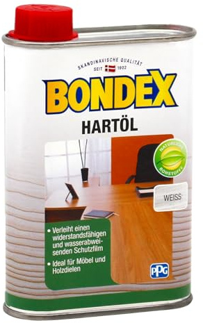 Bondex 378079 Hartöl weiß 0,25 L für 3,5 m² - Abriebfestes Holzöl, Hoch Belastbares Holzpflegeöl, Tiefenschutz, Natürliche Rohstoffe