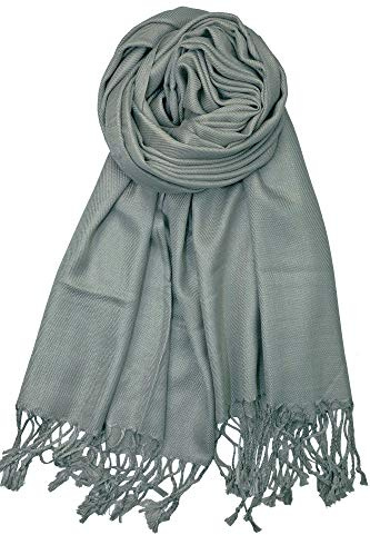 World of Shawls Supermjuk pashminasjal sjal halsduk, SILVER,