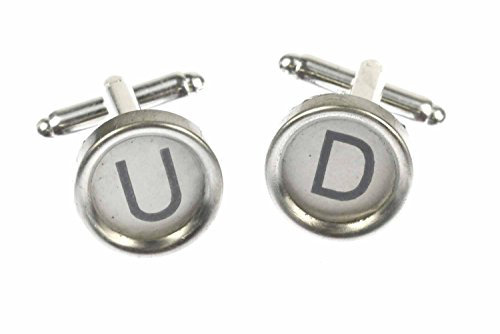 Miniblings Wunschbuchstabe Initiale Schreibmaschine Manschettenknöpfe - Handmade Herrenschmuck I Manschettenknopf Cufflink Hemdknöpfe I inkl. Box - Upcycling Buchstabe A + ?, 2. Buchstabe:N