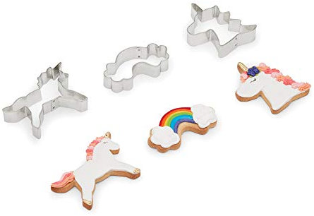 Fox Run 3697 - Cortadores de galletas de acero inoxidable con diseño de unicornio