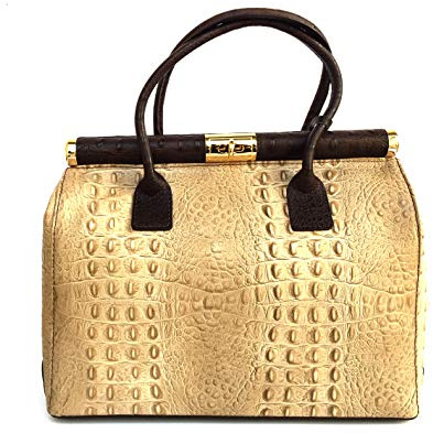 Superflybags Borsa Bauletto Donna A Mano In Vera Pelle Stampa Caymano modello ALINA CAYMAN Made In Italy
