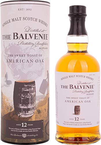 THE BALVENIE 12 Jahre Sweet Toast of American Oak – Single Malt Scotch Whisky – Süß, weich & fruchtig mit Vanille- und Karamellnoten – 43% vol. – 0,7 l