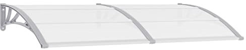 vidaXL Auvent de Porte Store Marquise de Porte d’Entrée Marquise d'accueil Solaire Toit Abri Banne Ombre Protection Gris 200x100 cm PC