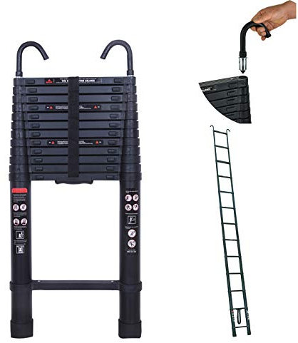 Scala telescopica portatile in alluminio, 5 m, carico massimo: 150 kg, scaletta allungabile fino a 5 m, retrattile, multiuso.