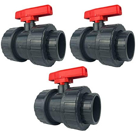 well2wellness® PVC-Kugelhahn mit 2-Wege Klebeanschluss 40mm - roter Griff - 3 Stück (2000051)