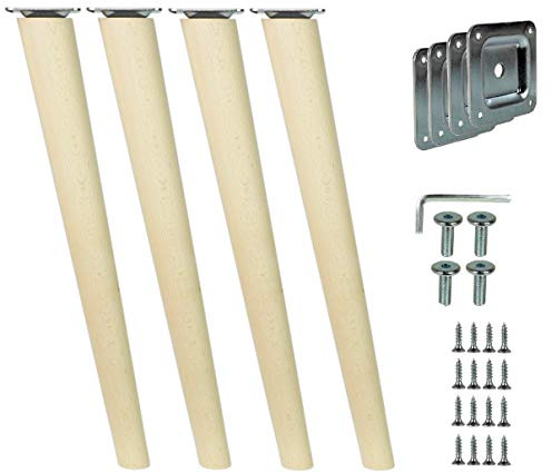 woplus 4X Holzfüße Möbelfüße Sofafüße Buche Holzbeine schräg Länge 35cm Buche Holz Oberfläche sauber (Schräg [35 cm]) woplus_de