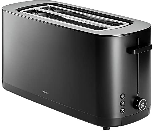 ZWILLING Enfinigy, 4-Slice Long Slot Toaster, Extra Wide 1.5 Slots for Bagels and Toast, Black