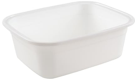 Yesdate Set of 4 Plastic Wash Basin Rectangle, White Washing up Bowl, 12 L