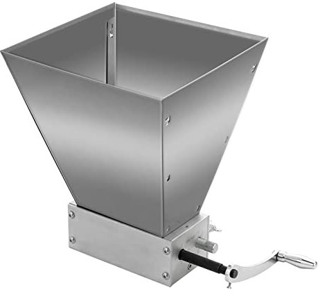 AIZYR Manual Stainless Steel Barley Grinder Crusher, Adjustable Roller Grain Mill with Large Capacity Hopper for Homebrews Beer Brewing