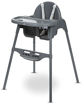 Bebeconfort Meely, 2-in-1 verstellbarer Hochstuhl Baby verwandelt sich in Babystuhl, 6 Monate– 3 Jahre (max. 15 kg), leicht (3,3 kg), Reisehochstuhl Baby, einfach zu reinigen, 5-Punkt-Gurt, Dark Grey