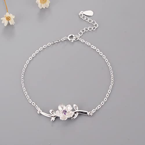 LMJNL Personnalité New Art 925 Bijoux en Argent Sterling Branches d'arbres de Fleurs de Cerisier Femelle Bracelet Populaire Exquis