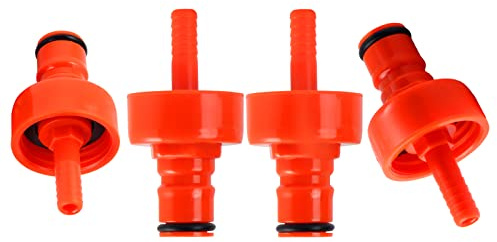 MRbrew Lot de 4 bouchons de gazéification en plastique - Verrouillage à bille - 1,6 cm - Téton de bière - Pour brassage maison - Boisson gazeuse - Bouteille en PET - Bouchon de remplissage avec joint