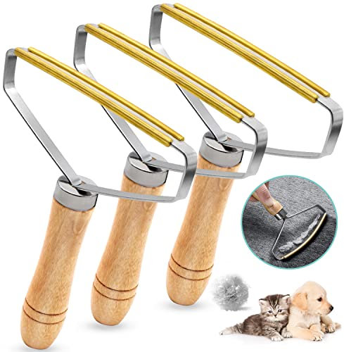 3 Pack Uproot Lint Cleaner,Lint Cleaner Pro, Lint and Pet Hair Remover Tool, Carpet Cleaning Tool, Portable Wooden Lint Remover, Hairball Quick Lint Shaver for Clothes, Curtains, Blankets, Sofas