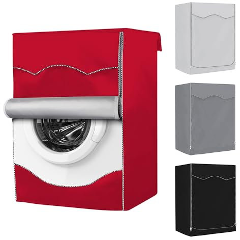 BlueStars Washing Machine Cover For Front-load Washer/Dryer - Premium Outdoor Protection For Most Washer Dryer Cover - W27”x D33”x H39” (Red)