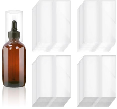 Swpeet Schrumpfbänder aus transparentem PVC, ca. 55 x 71 mm, perforiert, perfekt für Flaschen, Gläser, Dosen und Lipgloss, 500 Stück