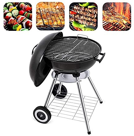 RajoNN Barbacoa Parrilla Redonda Portátil Barbacoa De Carbón para Jardín, Fiesta, Camping, Barbacoa De Pie con Bandeja Recolectora De Cenizas