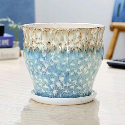 DSHUB Decorazione della Famiglia Vaso da Fiori in Ceramica seriale Creativo Utensili da Cortile e da Ufficio Fioriera Moderna per fioriera con Pallet e Foro Fioriera di Loto (Dimensioni : 20cm*19.