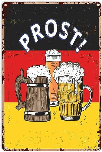 Beer Decor Party Patriotic German Beer Metal Sign Decor Tin Aluminum Sign Wall Art Metal Poster for Man Cave Bar Garage 12x8 inch