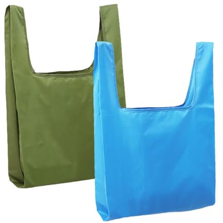 FAVORTALK Shopping Bags Foldable Fold Up In Pouch Washable - 2 Pcs Folding Shopper Bags for Women Ladies Reusable Waterproof Groceries Bags Large Carrier Bag for Household - D24608
