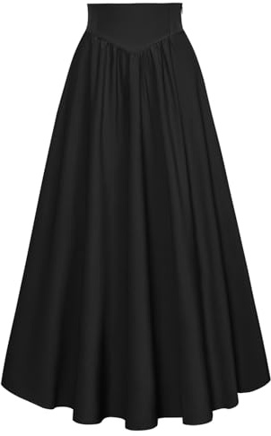 SCARLET DARKNESS Women's Renaissance Maxi Skirt Elastic High Waist Long Skirt A-Line Vintage Swing Skirt