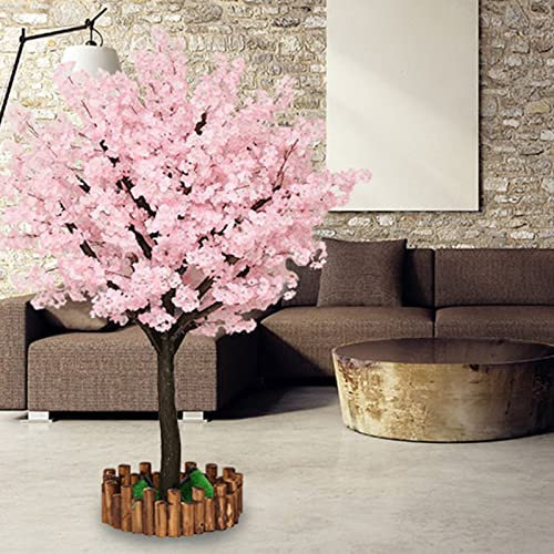 Künstlicher Kirschblütenbaum, Sakura-Baum, weinender Kirschbaum, künstliche Kirschblüten-Kunstpflanzen, künstliche Bäume mit echten Holzstielen und lebensechten Blättern, Nachbildung, 1,5 x 1,5 m/4,9
