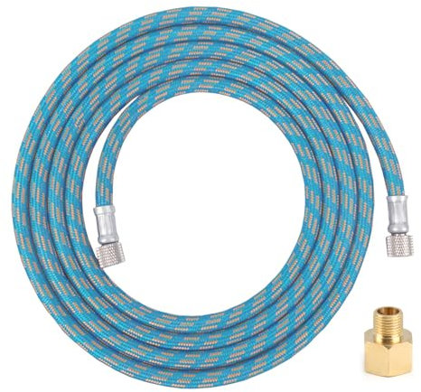 Airbrush Braided Hose 6Ft 1.8m Nylon Hose with 1/8 Size Fittings on Both Ends Air Compressor Adapter Quick Release Coupling 1/8 Male to 1/4 Female for Most Airbrush Kit
