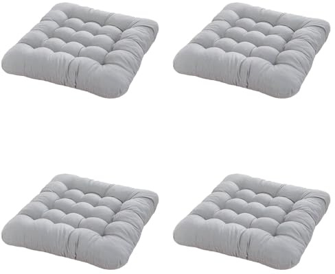 4 Pc Quadrat Stuhlkissen 40x40 cm Sitzkissen Gefüllt, Memory Foam Kissen, Outdoor Gartenstuhlkissen, Garten Sitzpolster Set für Rattanstühle, Outdoor Stuhlauflage Trapezförmig, Grau