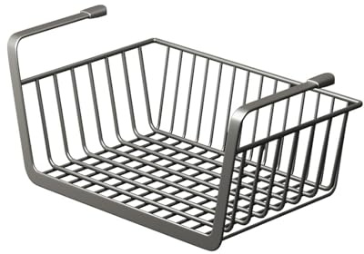 LOVIVER Panier de rangement sous étagère, organisateur en acier au carbone, porte-légumes et fruits, panier en fil métallique pour bureau, étagère de cuisine, gris