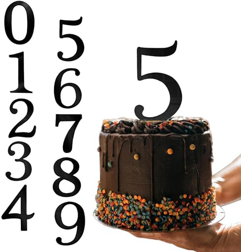 Tortendeko Geburtstag 10 Stück Number Kuchen Deko Schwarz Cake Topper 0-9 Kuchendekoration für Hochzeits Dekorationen, Geburtstage, Babyshower