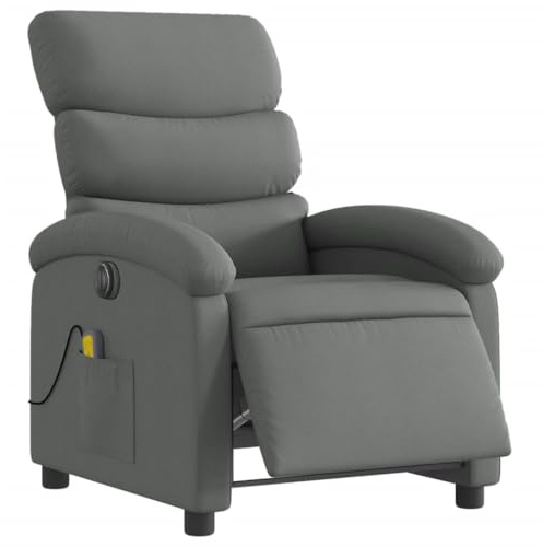 KOIECETA Massagesessel Elektrisch Relaxsessel mit Liegefunktion Vibrationsfunktion Fernsehsessel für Wohnzimmer Liegesessel TV Sessel Stoff (Dunkelgrau)