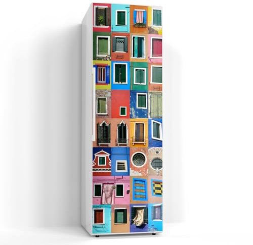 DEQORI Magnetfolie für Kühlschrank 60x190 cm | Motiv Farbenfrohes Burano | dekorative Magnetmatte Gefrierschrank Schutz | Magnet Deko-Folie selbstklebend, magnetisch & wasserabweisend