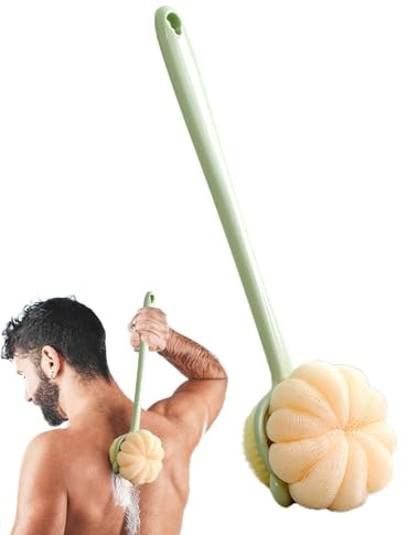 Spazzola per doccia con manico lungo, spugna per la schiena per doccia - Esfoliante corpo scrubber per la schiena | Spazzola doppia faccia con spugna setole, spazzola manico lungo per donna uomo