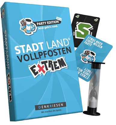 DENKRIESEN Stadt Land VOLLPFOSTEN Extrem Party Edition ab 12 Jahren | Weihnachtliche Stadt-Land-Fluss-Variante für 2+ Spieler mit kreativen Kategorien, ideal für Advent, Festtage und Wichteln.