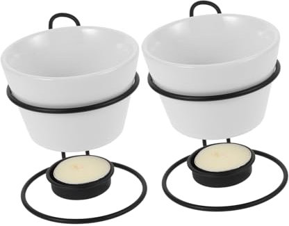 PRETYZOOM 2sets Ceramic Heating Furnace Wax Melting Pot Chocolate Melting Pot Machine Butter Warmer Fondue