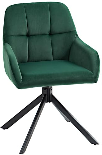 HOMCOM Poltrona in Velluto Moderna con Seduta Girevole, Poltroncina da Camera Imbottita con Braccioli e Gambe in Acciaio, Verde