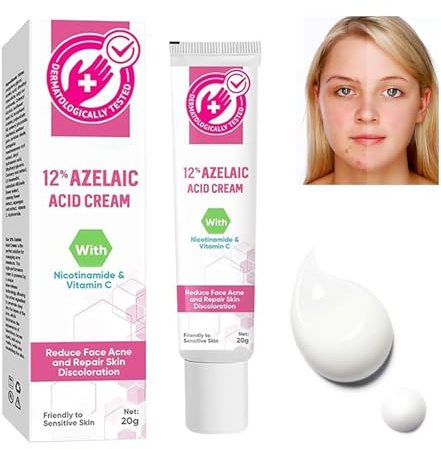 Azelainsäure 12% Creme für das Gesicht, Azelainsäure Akne Creme für Rosazea Behandlung, Rötungslinderung, Azelainsäure Gel mit Salizylsäure & Niacinamid für Pigmentflecken, Hautpflege