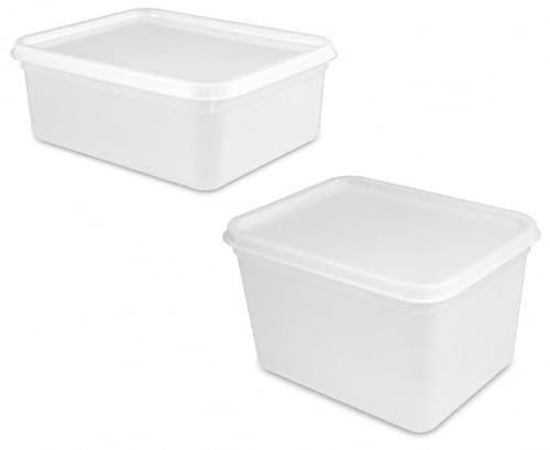 CateringBase Food Storage Containers, 2L and 4L Rectangular Ice Cream Tubs, Pack of 5 each size, White