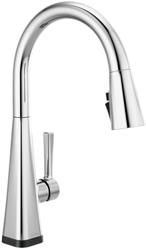 Delta Lenta Touchless Kitchen Faucet with Touch Technology, Chrome Kitchen Sink Faucet with Pull Down Sprayer, Single Hole, Chrome 19802TLZ-DST
