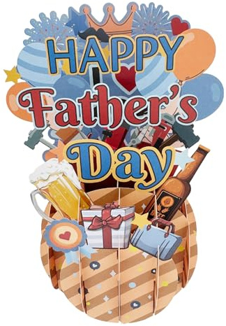Misssugar5 Pop Up Karte Geburtstag 'Happy Father's Day',Bester Papa Geschenk Geburtstag,Geburtstagskarte mit Überraschungseffekt,Geschenk Vatertag,GrußKarten mit Briefumschlag