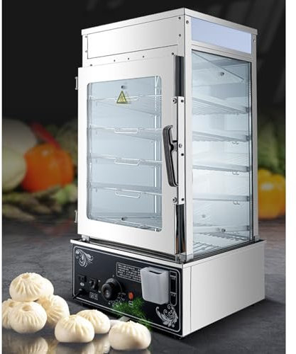 Vaporiera Elettrica Per Panini, Macchina Per Scaldare Panini Al Vapore, Telaio In Acciaio Inox A 5 Strati Da 1200W, Scaldavivande Elettrico Con Controllo Della Temperatura