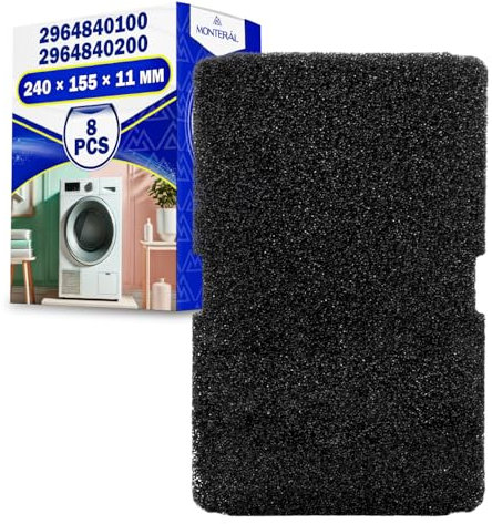 8 Pieces Tumble Dryer Filter 240x155x10 mm with the Original Code 2964840100 2964840200 for Beko 782372445 783372152 for Smeg – MONTERAL