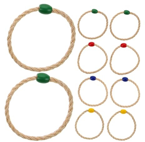 Jeu de Lancer D'anneaux 10 Pièces en Bois et Corde pour Garçon et Filles