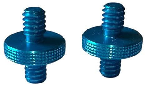 Precisiongeek Camera Tripod Screw Adapter, 1/4 Male to 1/4 Male, Blue Anodized Aluminium, 2-Pack