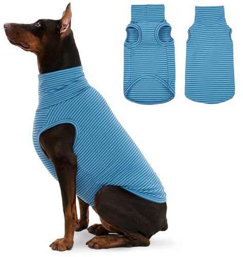 ROZKITCH Hunde-Shirt für große Hunde, Pullover für große Rassen, mit Kapuze und Weste, atmungsaktiv, gemütlicher Pullover für stilvolles und funktionales Design, gestreift, Größe 3XL